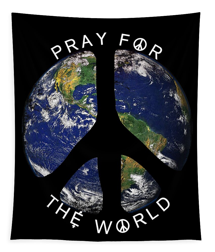 Funny Tapestry featuring the digital art Pray For The World by Flippin Sweet Gear
