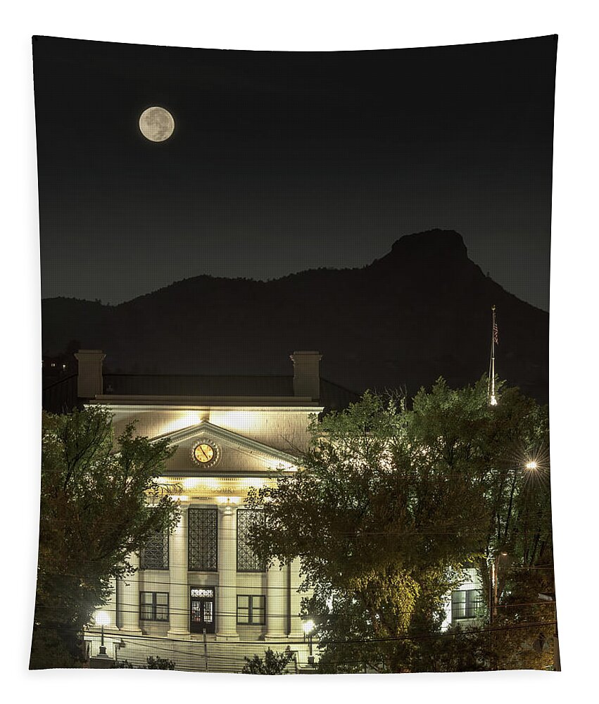 Prescott Tapestry featuring the photograph Prescott Courthouse And Thumb Butte, Arizona by Don Schimmel