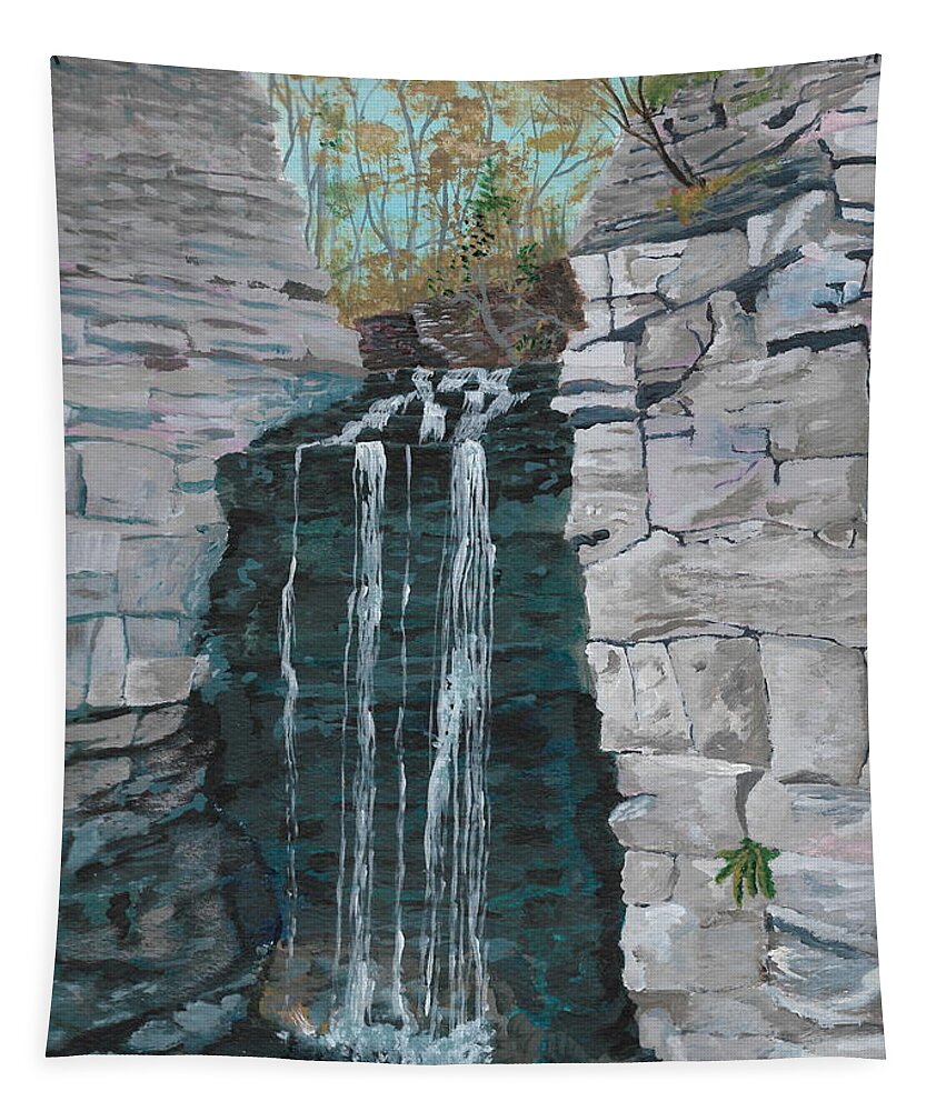 Nature Tapestry featuring the painting Princess Falls by David Bigelow