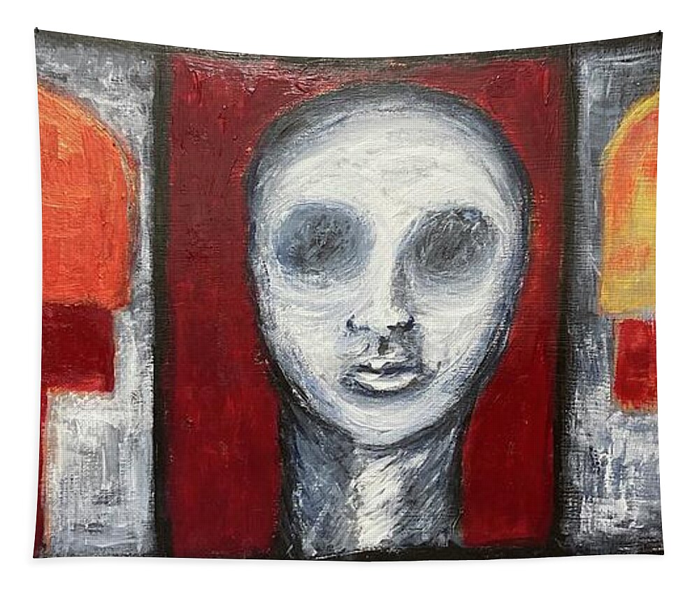 Head Tapestry featuring the painting Progression 2 by David Euler