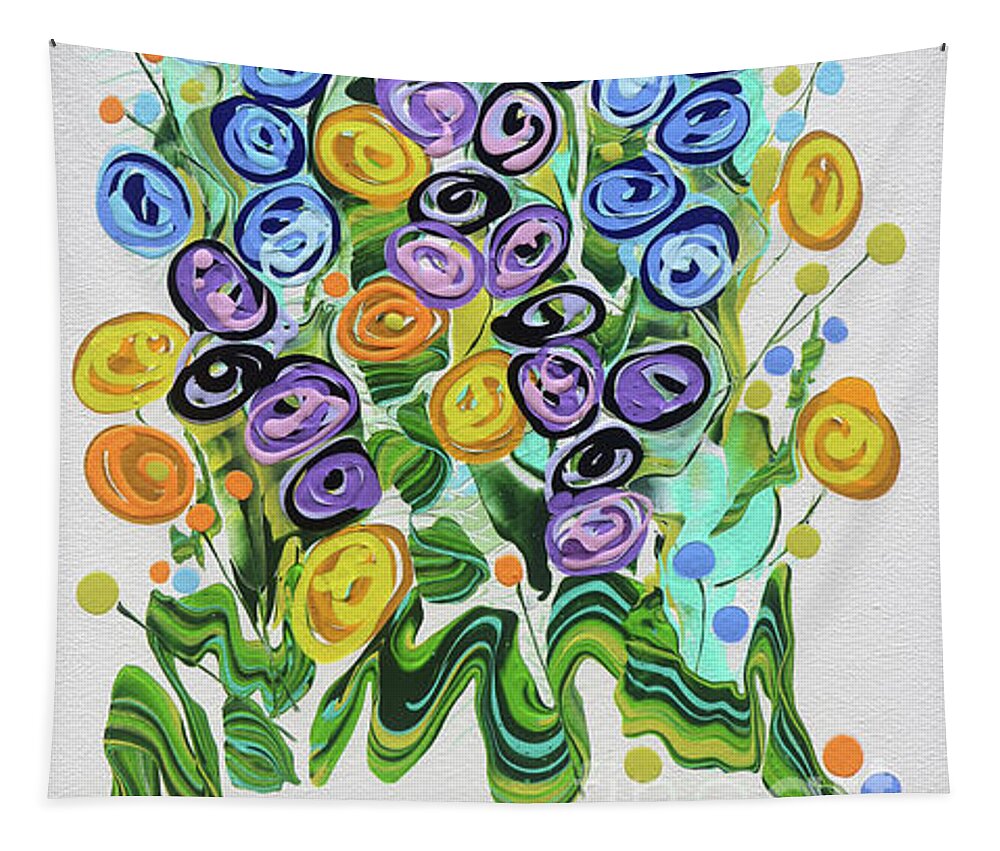 Fluid Acrylic Painting Tapestry featuring the painting Prom Flowers by Jane Crabtree
