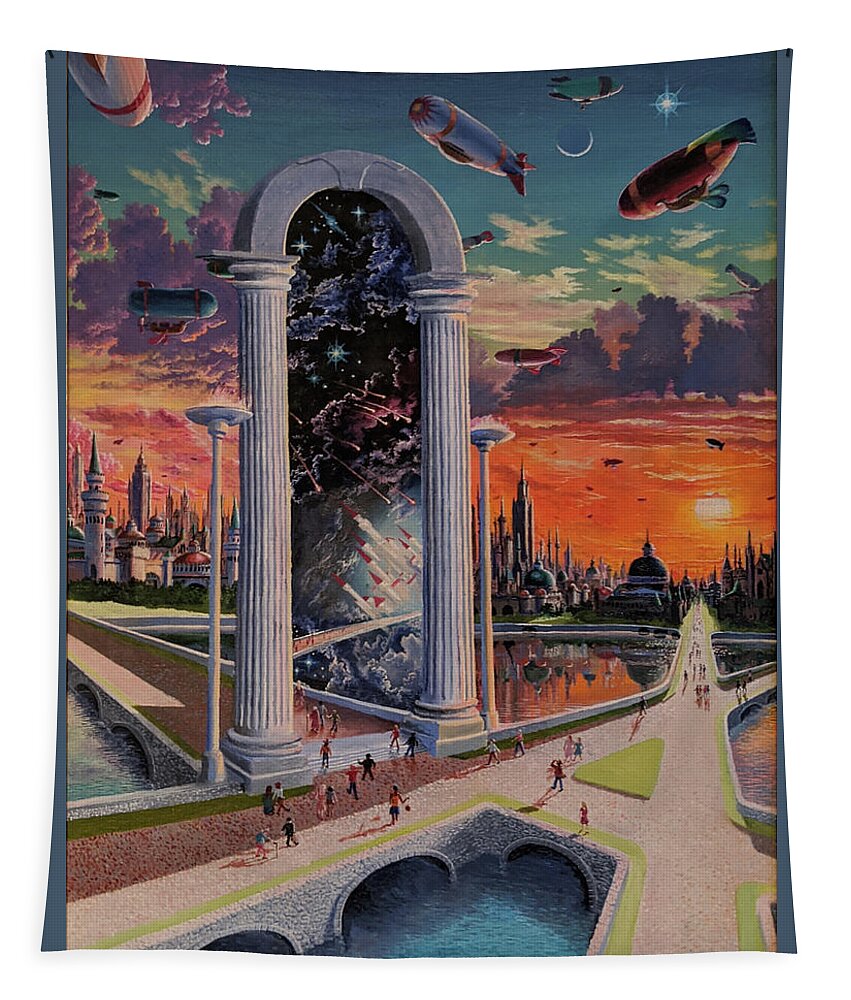 Column Tapestry featuring the painting Promenade by Michael Goguen