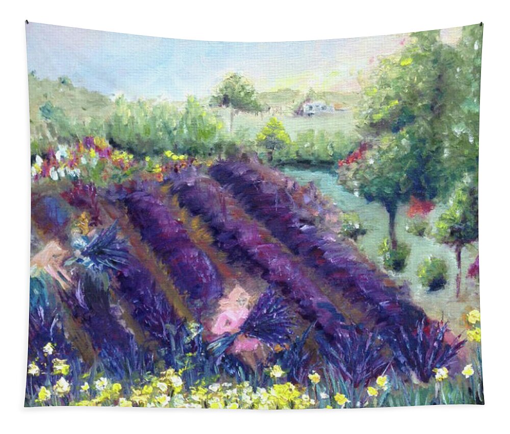 Provence Tapestry featuring the painting Provence Lavender Farm by Roxy Rich