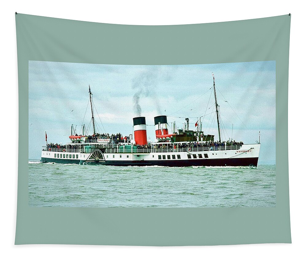  Tapestry featuring the photograph PS Waverley Paddle Steamer 1977 by Gordon James