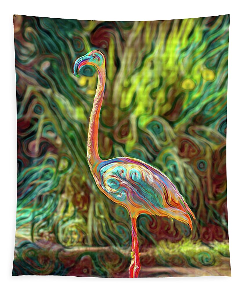 Flamingo Tapestry featuring the photograph Psychedelic Flamingo by Roslyn Wilkins