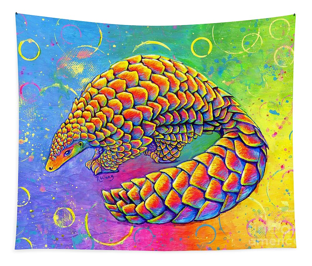 Pangolin Tapestry featuring the painting Psychedelic Pangolin by Rebecca Wang
