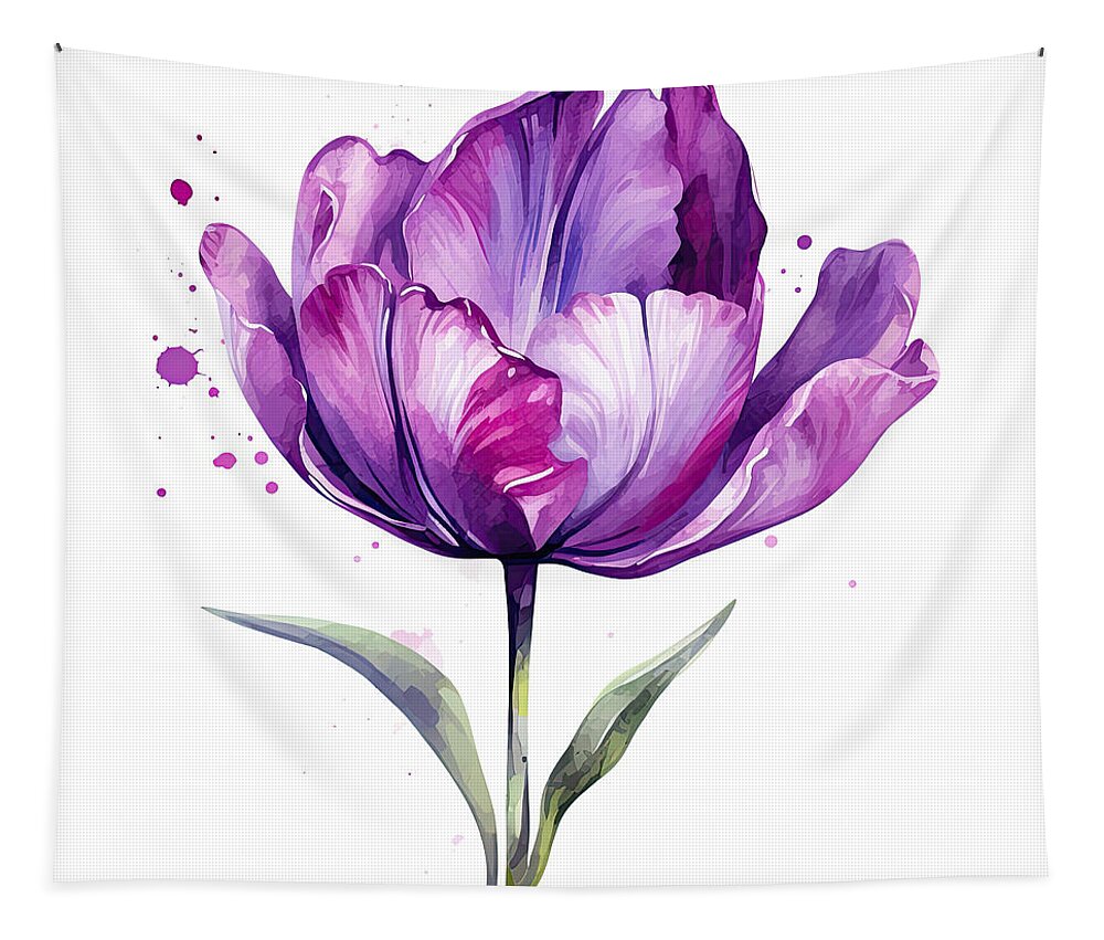 Purple Tulip Tapestry featuring the digital art Purple Gems- Purple Tulips Rhode Island Tulips Purple Flower by Lourry Legarde