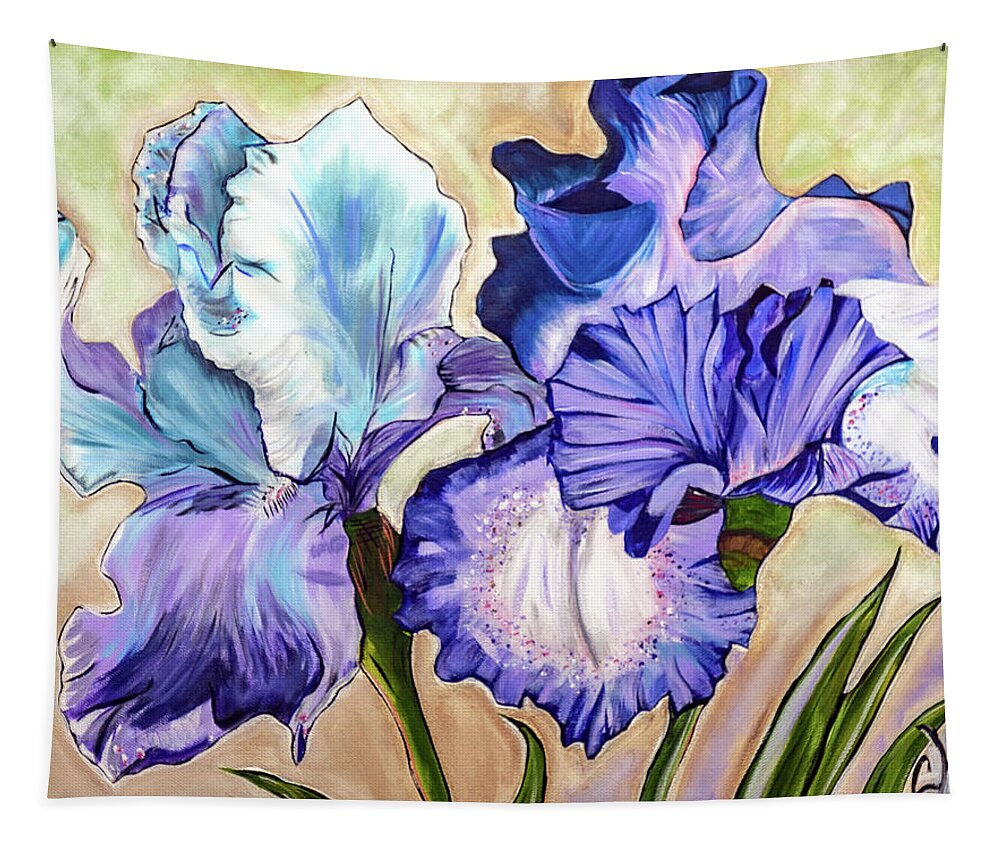 Flower Tapestry featuring the painting Purple Iris by Chiquita Howard-Bostic