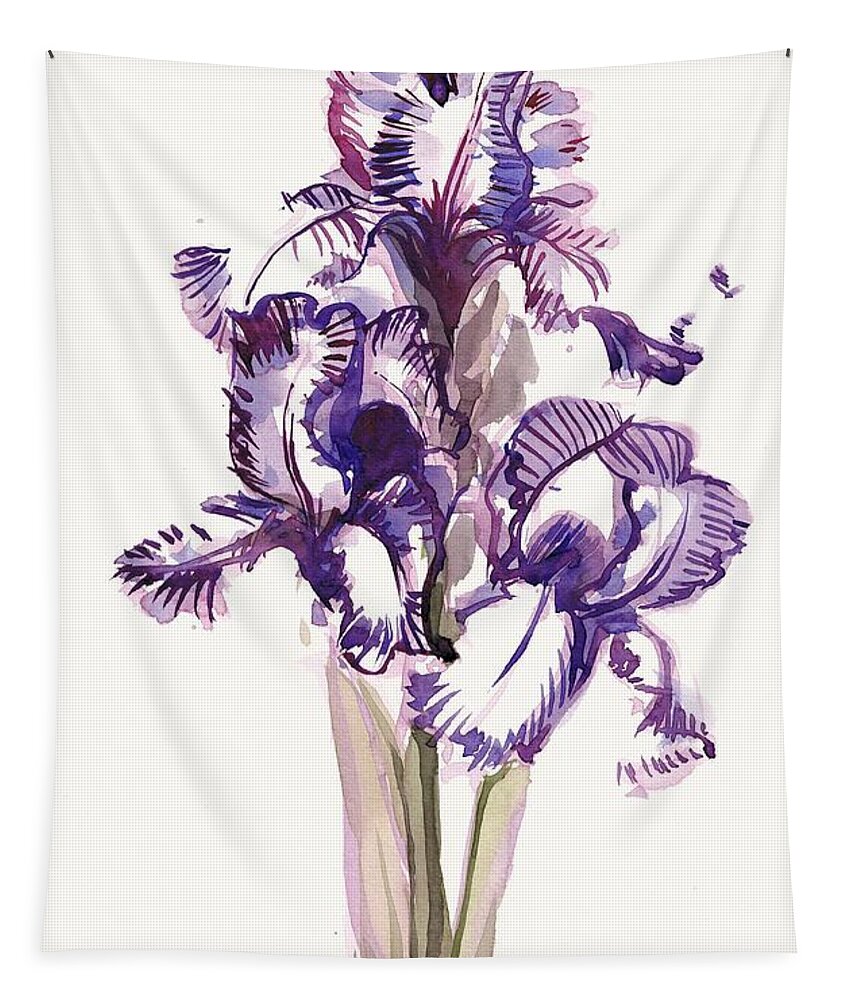 Iris Tapestry featuring the painting Purple Iris by George Cret