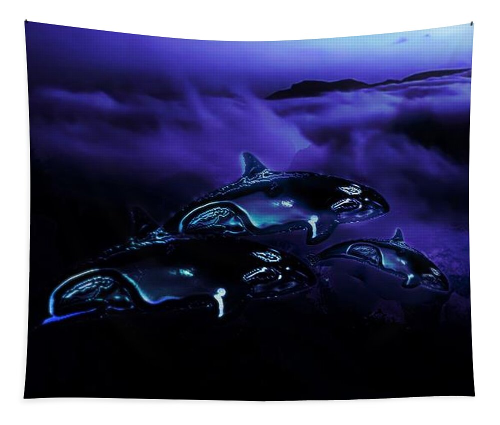 #purplemoon Tapestry featuring the digital art Purple Moon 1 by Aldane Wynter