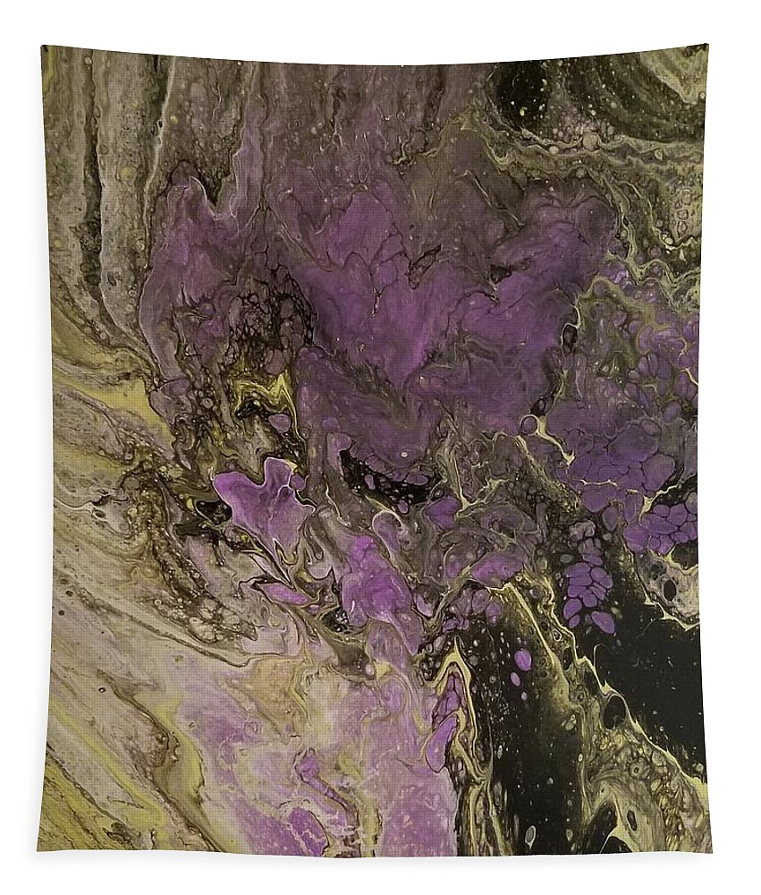 Abstract Tapestry featuring the painting Purple Rose by Pour Your heART Out Artworks