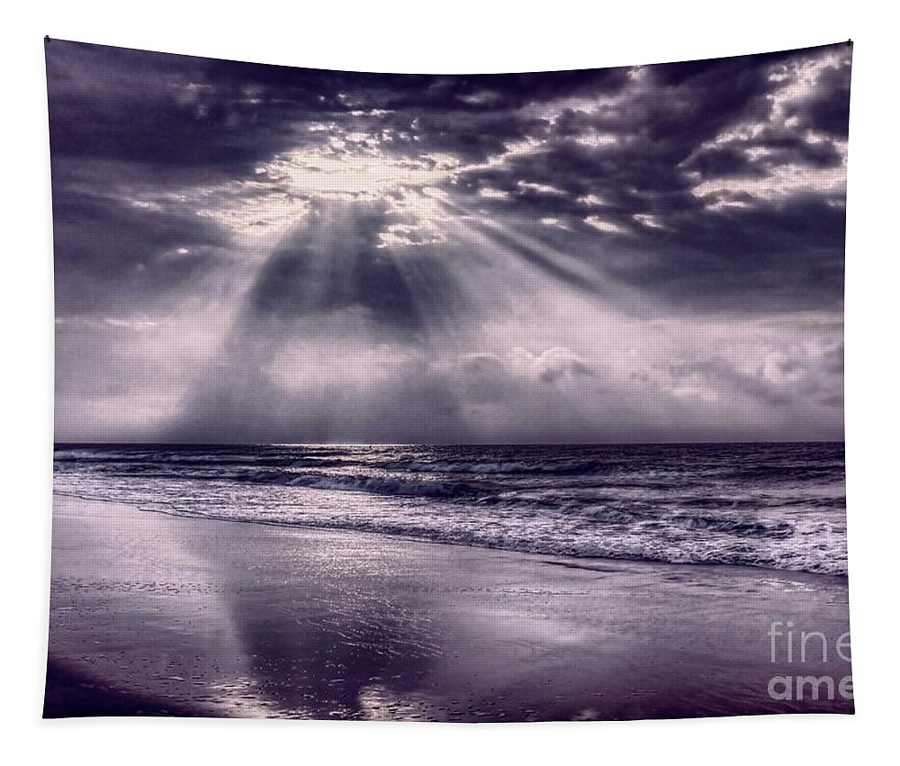 Sunrise Tapestry featuring the photograph Purple Sunrise Over Myrtle Beach by Jeff Breiman