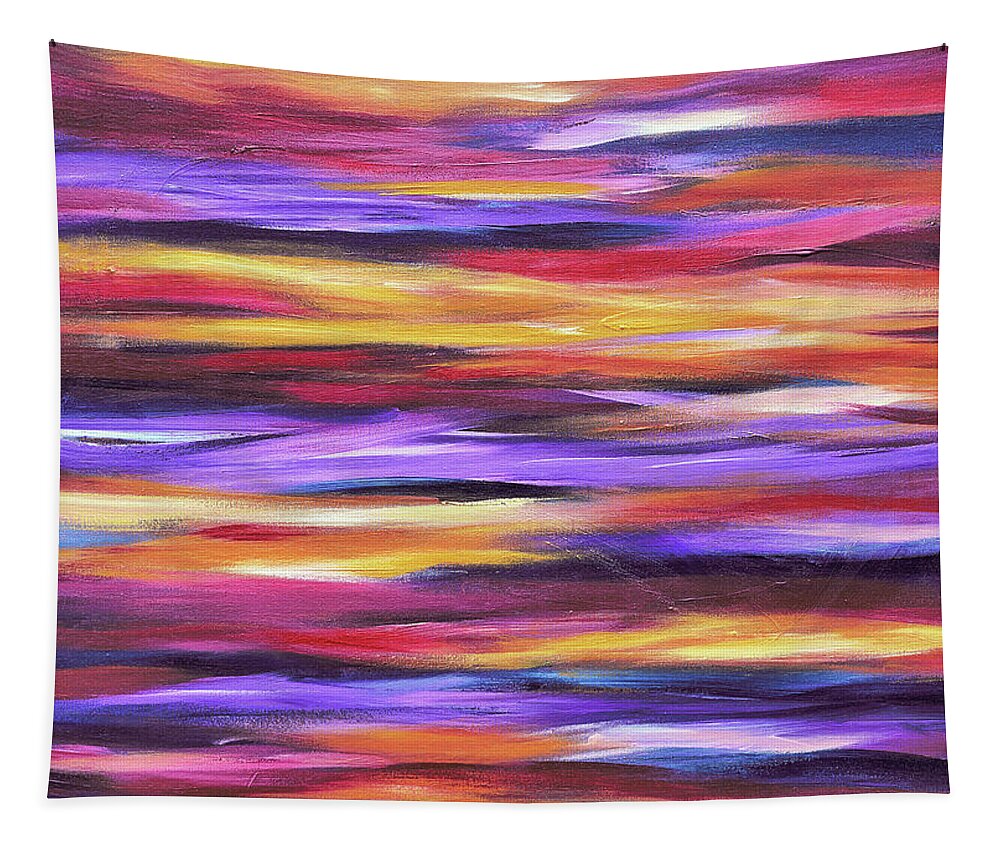 Abstract Waves Tapestry featuring the painting Purple Waves by Maria Meester