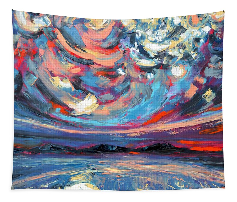 Sunset Tapestry featuring the painting Purpura Umbras by Chiara Magni