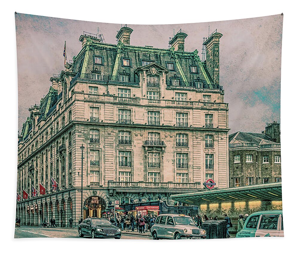 London Tapestry featuring the photograph Puttin' On The Ritz in London, Vintage Version by Marcy Wielfaert
