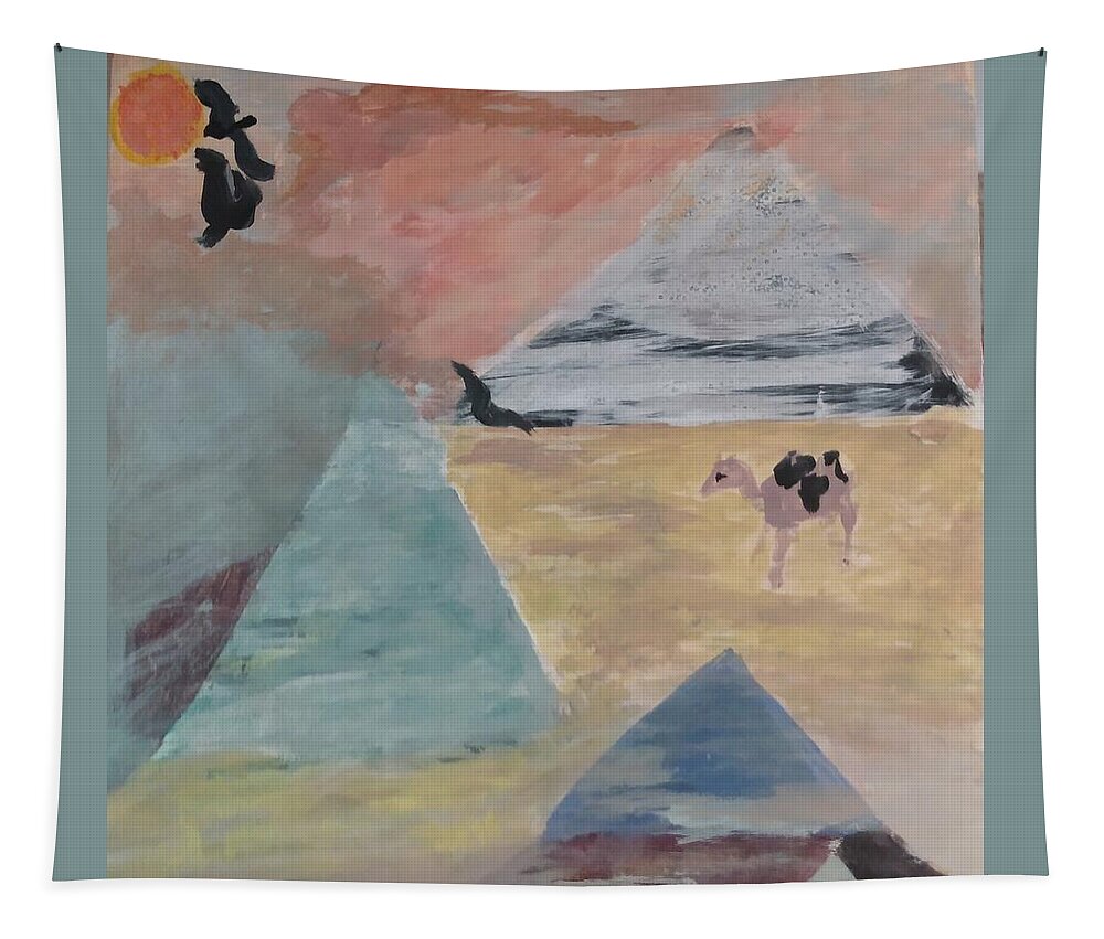 Pyramids Tapestry featuring the painting Pyramids of the Sahara by Suzanne Berthier