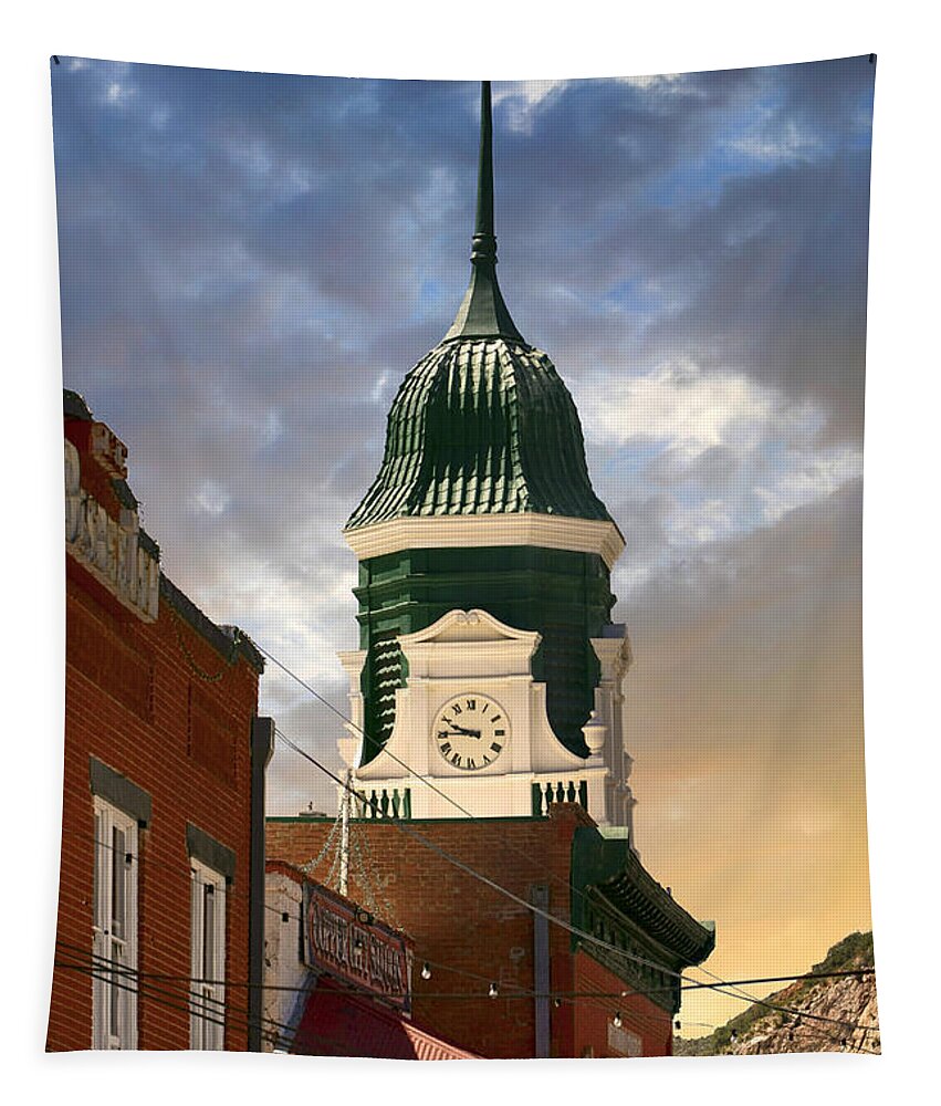 Pythian Tapestry featuring the photograph Pythian Belltower Bisbee by Chris Smith