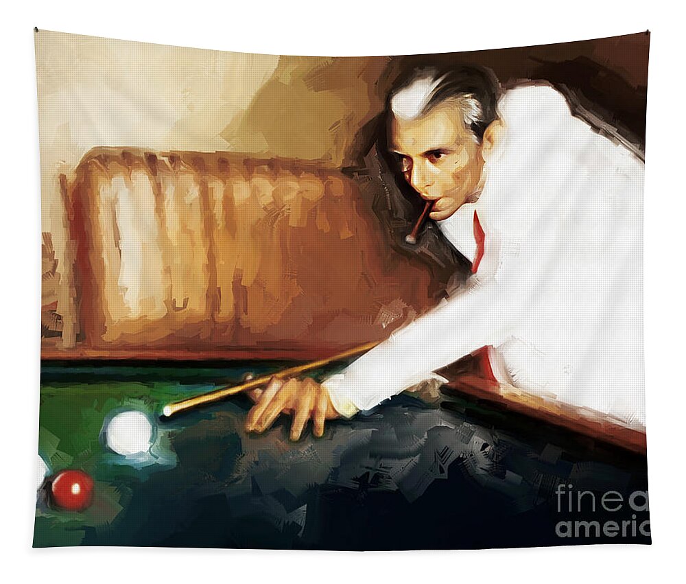 Quaid e Azam Playing Snooker Tapestry by Gull G