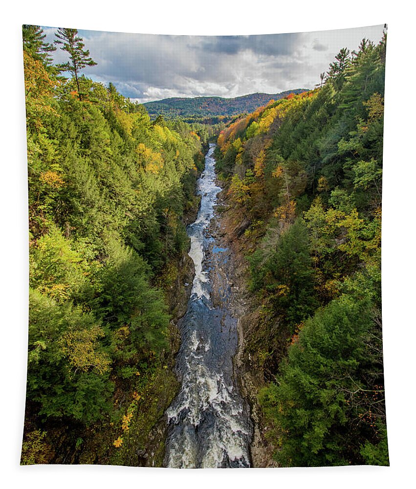 Quechee Gorge Tapestry featuring the photograph Quechee Gorge in Autumn by Sally Cooper