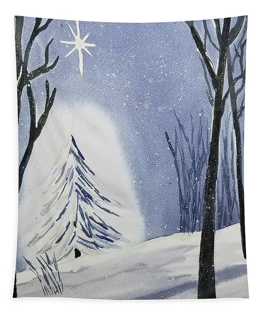 Christmas Tapestry featuring the painting Quiet Night by Ann Frederick