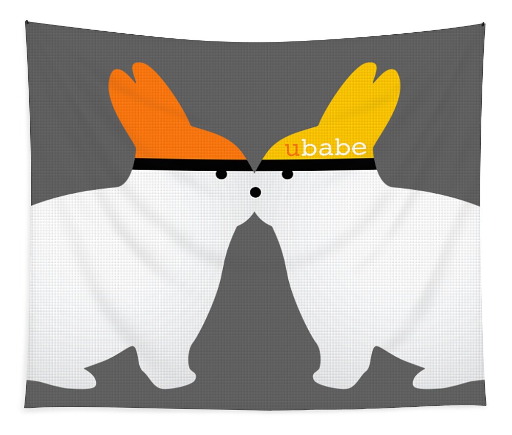 White Rabbit Merchandise Tapestry featuring the digital art Rabbit Style by Ubabe Style