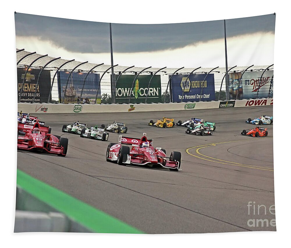 Indycar Tapestry featuring the photograph Race Start Iowa Corn 300 - 2014 Iowa Speedway by Pete Klinger