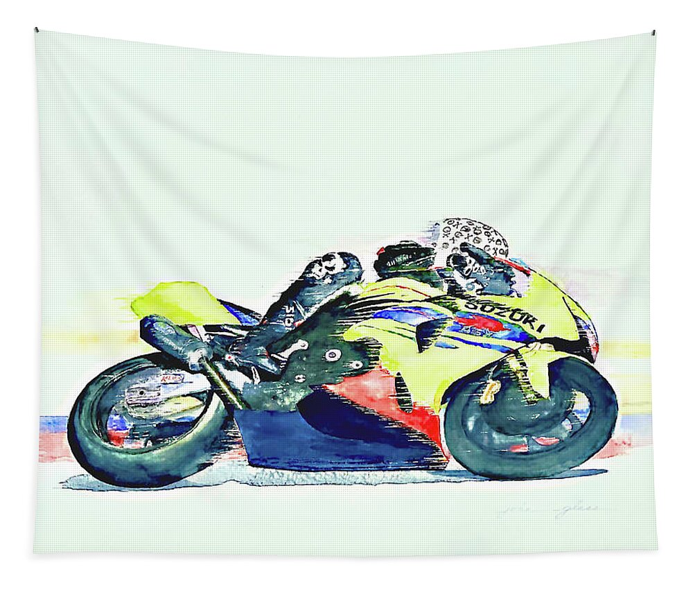 Road Race Tapestry featuring the painting Racer by John Glass