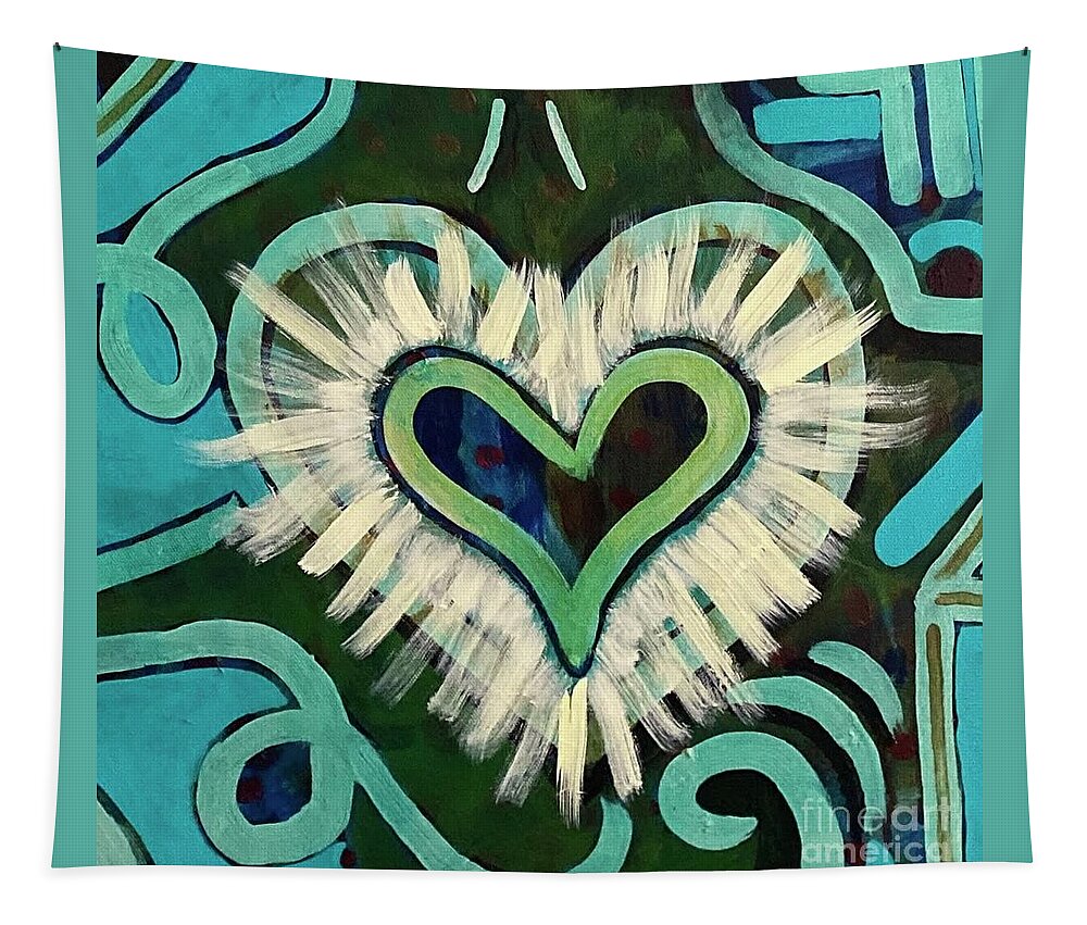 #heart #coherence #heartbrainconnection Tapestry featuring the painting Radiant Heart by Sylvia Becker-Hill