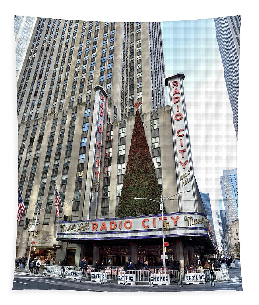Radio City Music Hall Tapestry featuring the photograph Radio City Music Hall - New York by Brendan Reals
