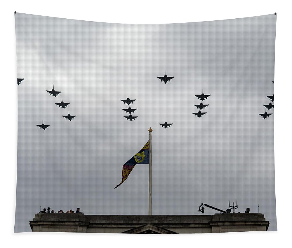Raf Tapestry featuring the photograph RAF 100 fly pass by Andrew Lalchan