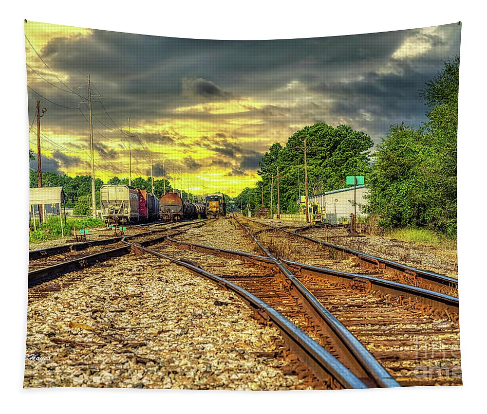 Railroads Tapestry featuring the photograph Railroad Sunset by DB Hayes