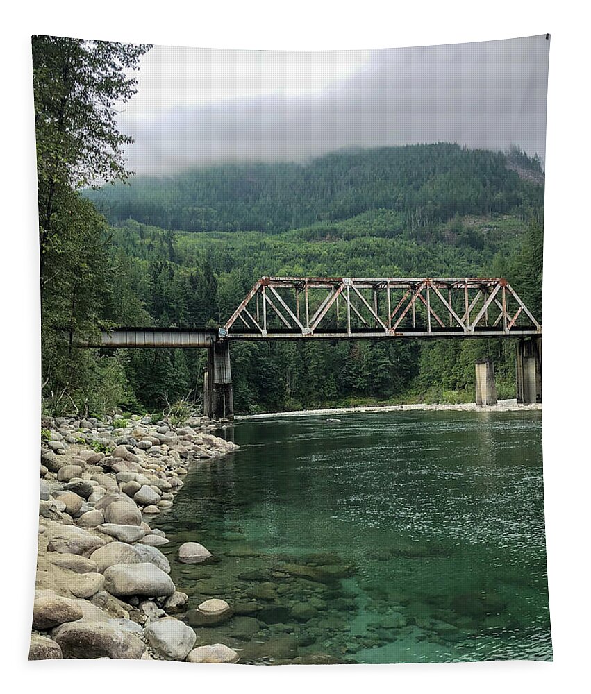 Railroad Tapestry featuring the photograph Railroad Trestle by Grey Coopre