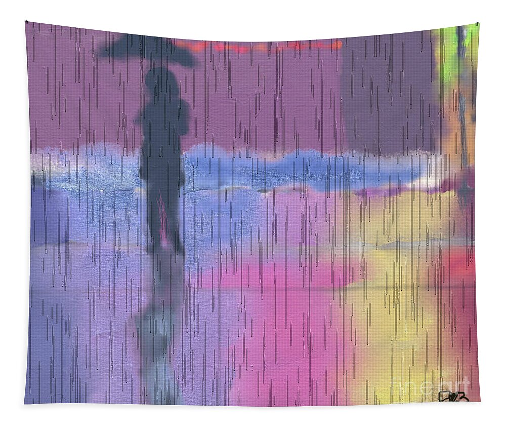 City Tapestry featuring the digital art #Rain at #Night in the #City by Arlene Babad