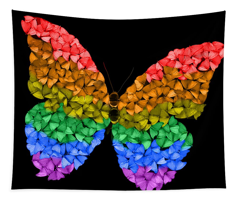  Tapestry featuring the digital art Rainbow Butterfly by Scott Fulton