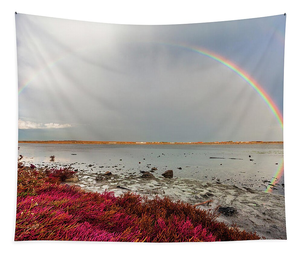 Atanasovsko Lake Tapestry featuring the photograph Rainbow by Evgeni Dinev