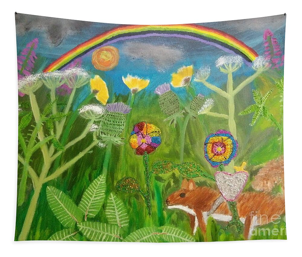 Lgbtq Tapestry featuring the painting Rainbow Hero by David Westwood