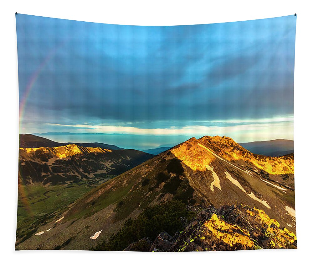 Bulgaria Tapestry featuring the photograph Rainbow Over the Mountain by Evgeni Dinev