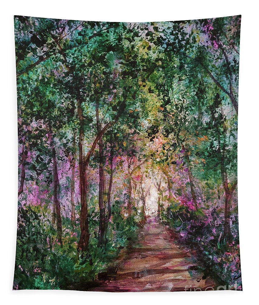 Path Tapestry featuring the painting Rainbow Path by Zan Savage