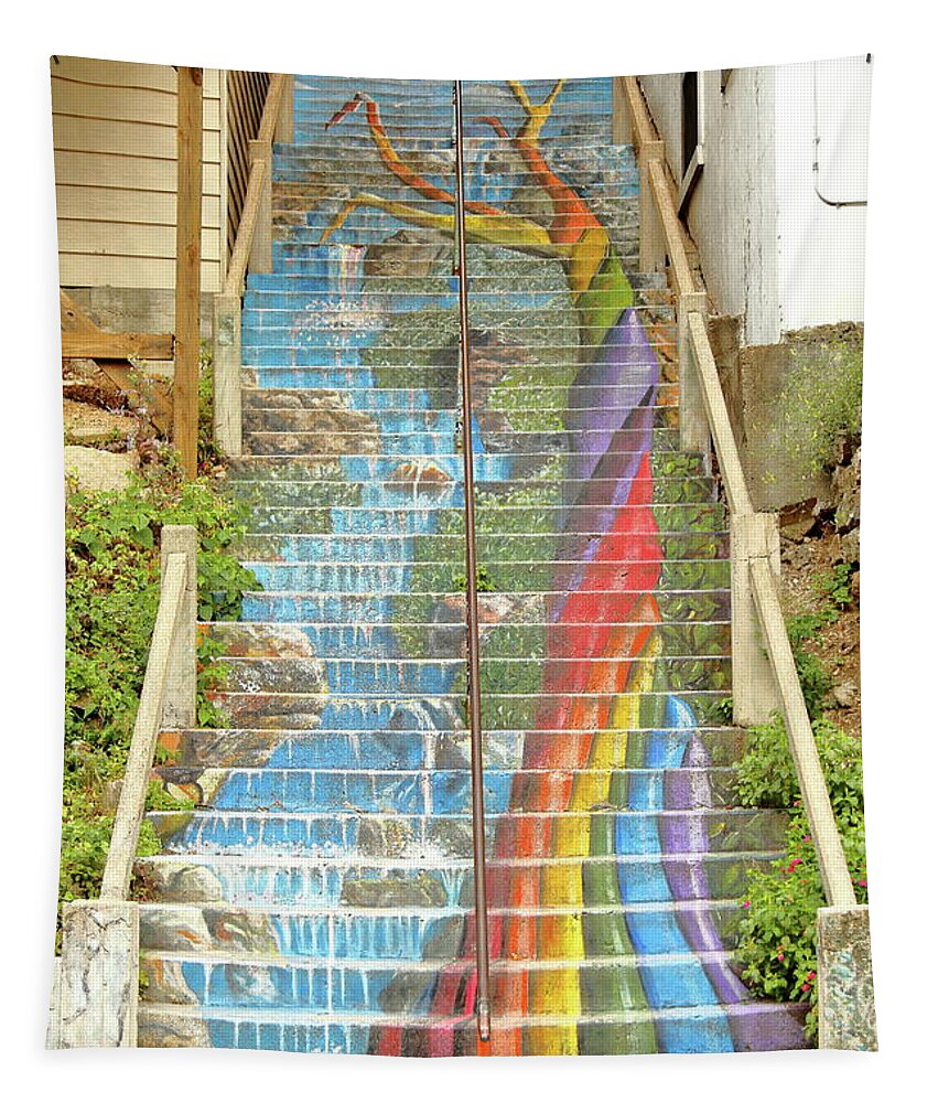 Stairway Tapestry featuring the photograph Rainbow Stairs by Lens Art Photography By Larry Trager