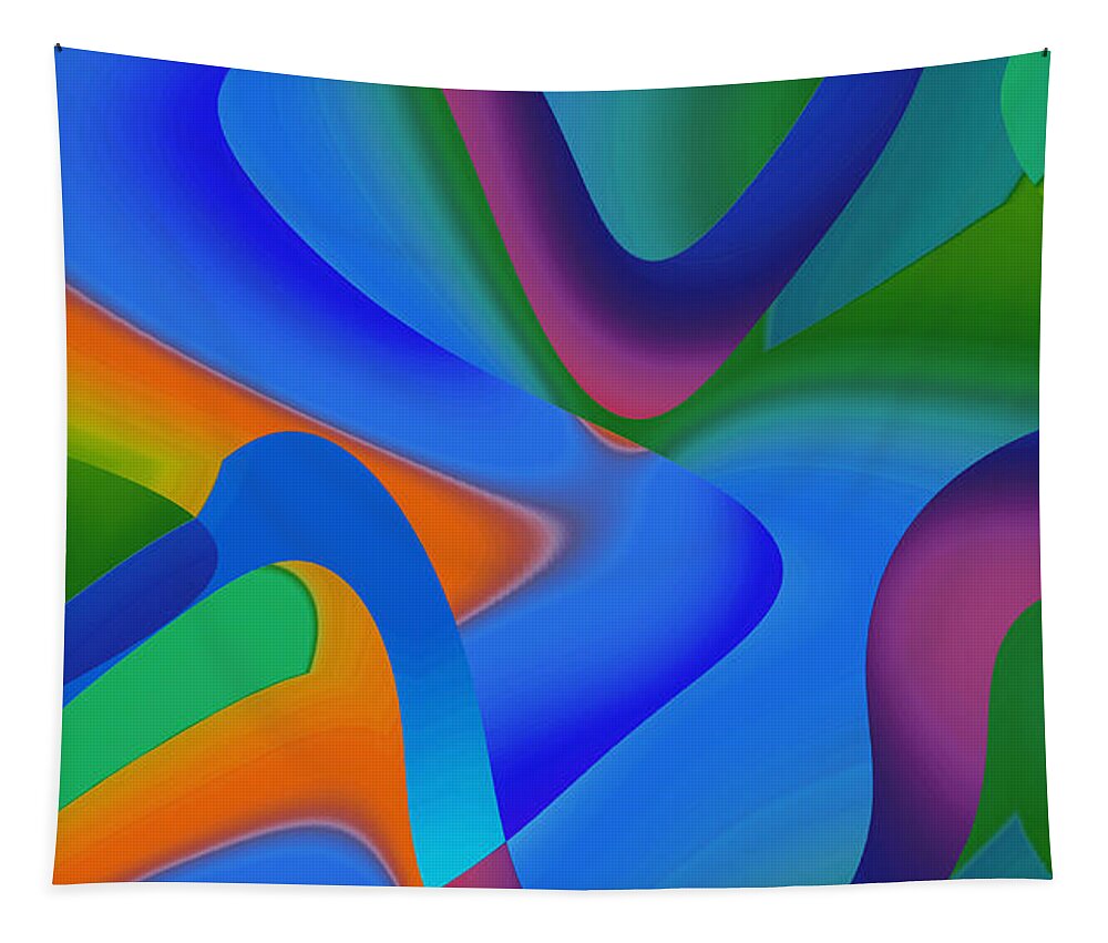 Cool Art Tapestry featuring the digital art Rainbow Swirl - Modern Abstrac by Ronald Mills