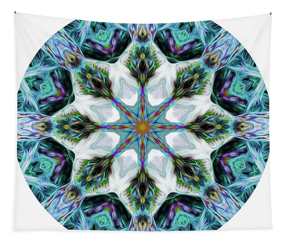 Mandala Tapestry featuring the digital art Rainbow Waterfall Mandala 1 by Beth Venner