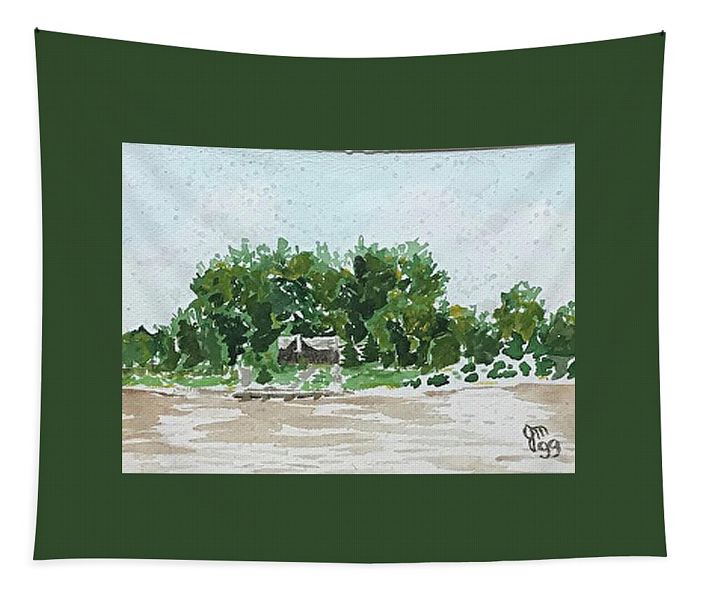  Tapestry featuring the painting Rainy Day at Laurel Lake by John Macarthur
