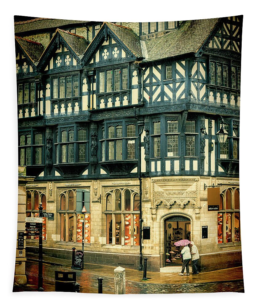 Chester Tapestry featuring the photograph Rainy Day, Chester, England by Elaine Teague