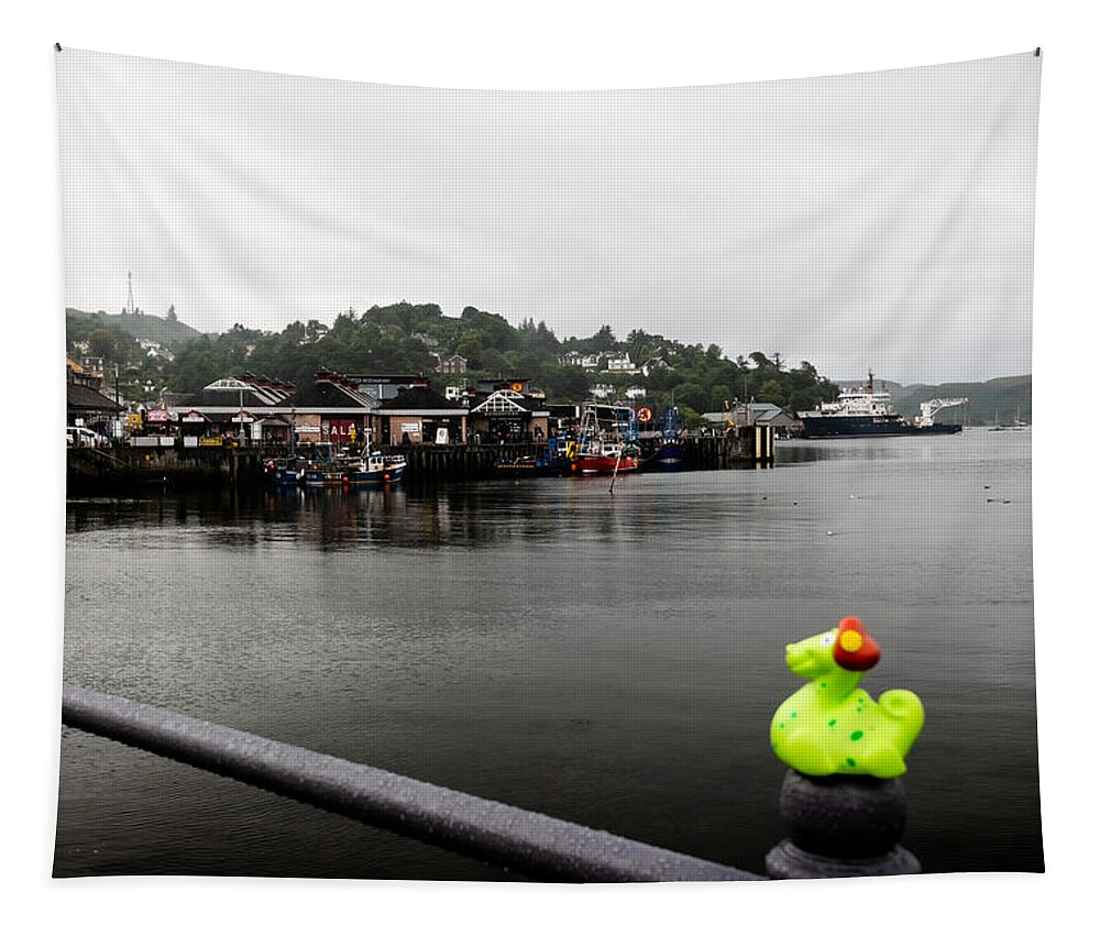 Oban Tapestry featuring the photograph Rainy Day in Oban by Bonny Puckett