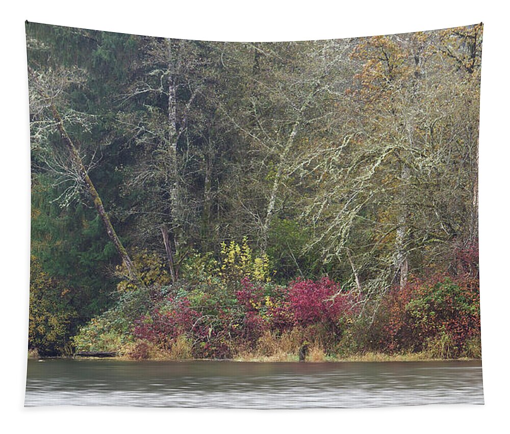 Chehalis River Tapestry featuring the photograph Rainy Day on the River by Cheryl Day