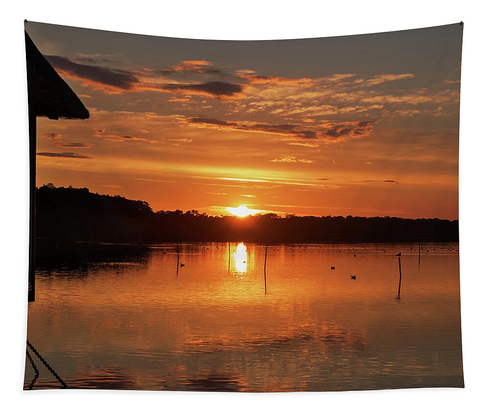 Sunset Tapestry featuring the photograph Ranworth Broads Sunset by Gareth Parkes