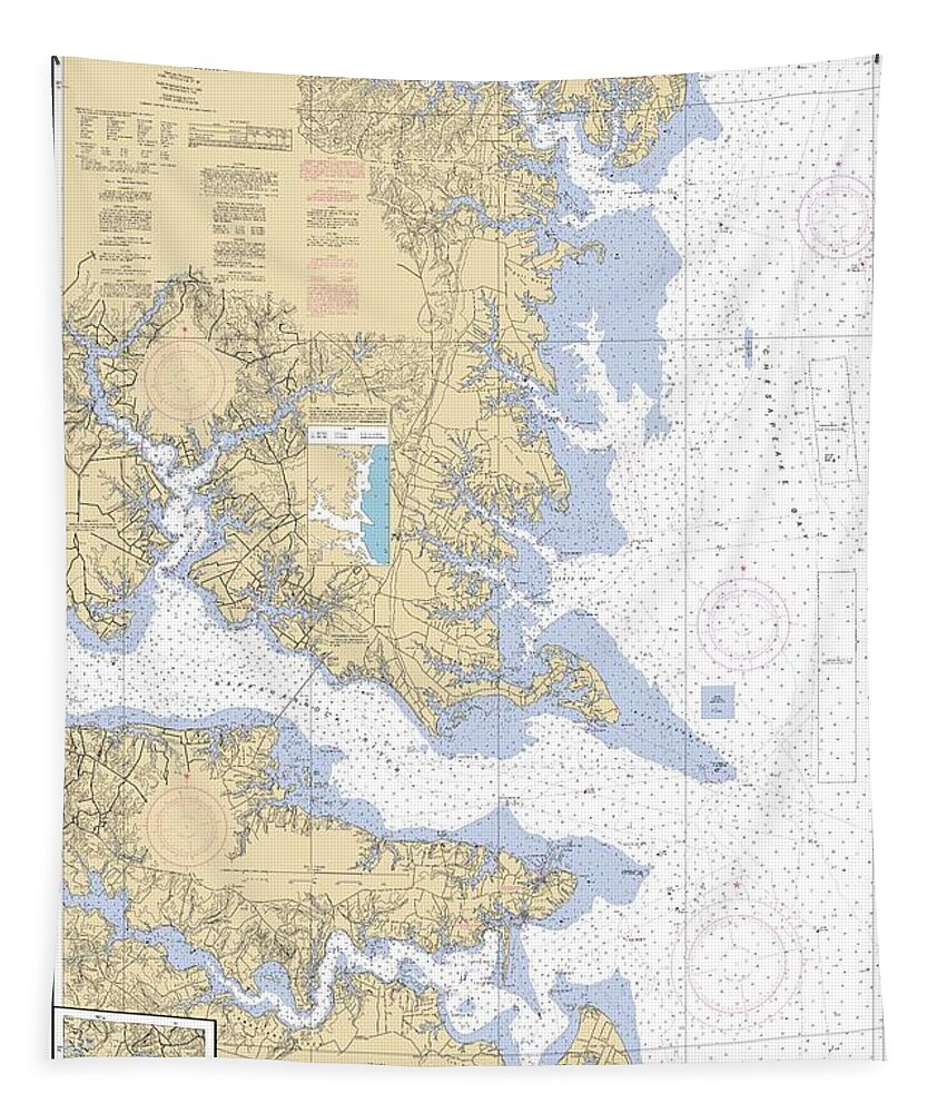 Rappahannock River Entrance Piankatank And Great Wicomico Rvers Tapestry featuring the digital art Rappahannock River Entrance Piankatank and Great Wicomico Rivers, NOAA Chart 12235 by Nautical Chartworks