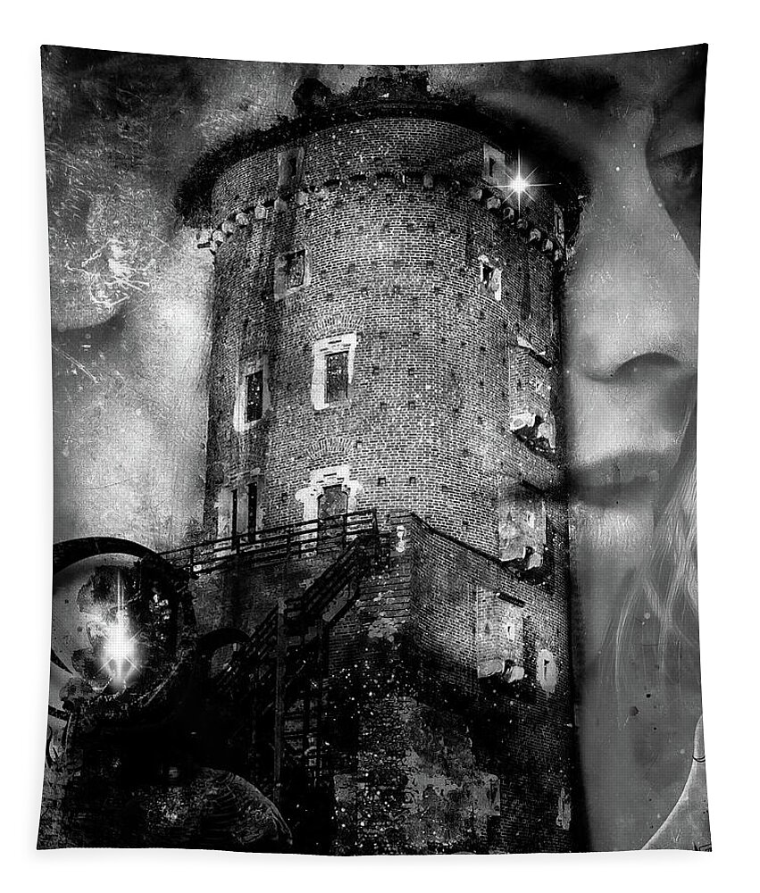 Rapunzel Tapestry featuring the digital art Rapunzel BW by Michael Damiani