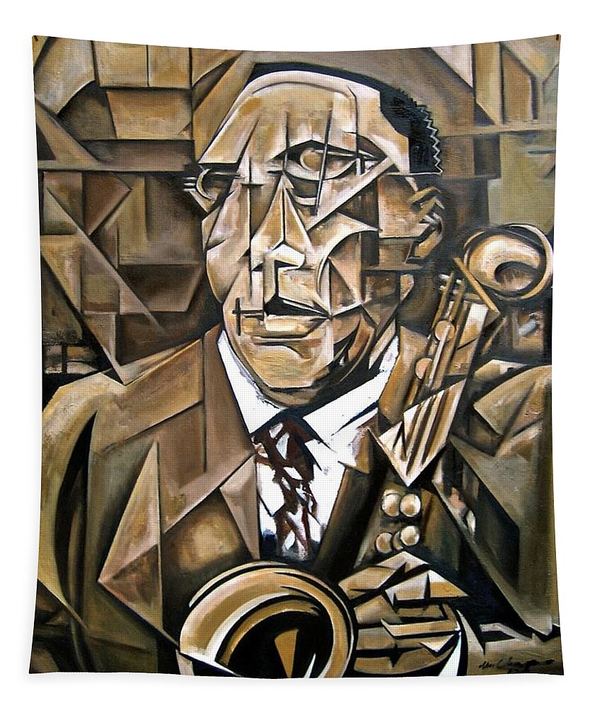 Charlie Parker Tapestry featuring the painting Rara Avis by Martel Chapman