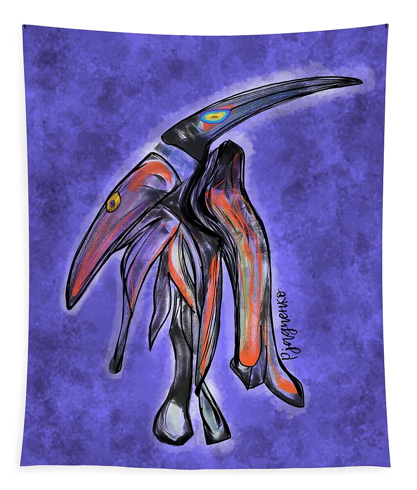 Black Tapestry featuring the digital art Raven by Ljev Rjadcenko